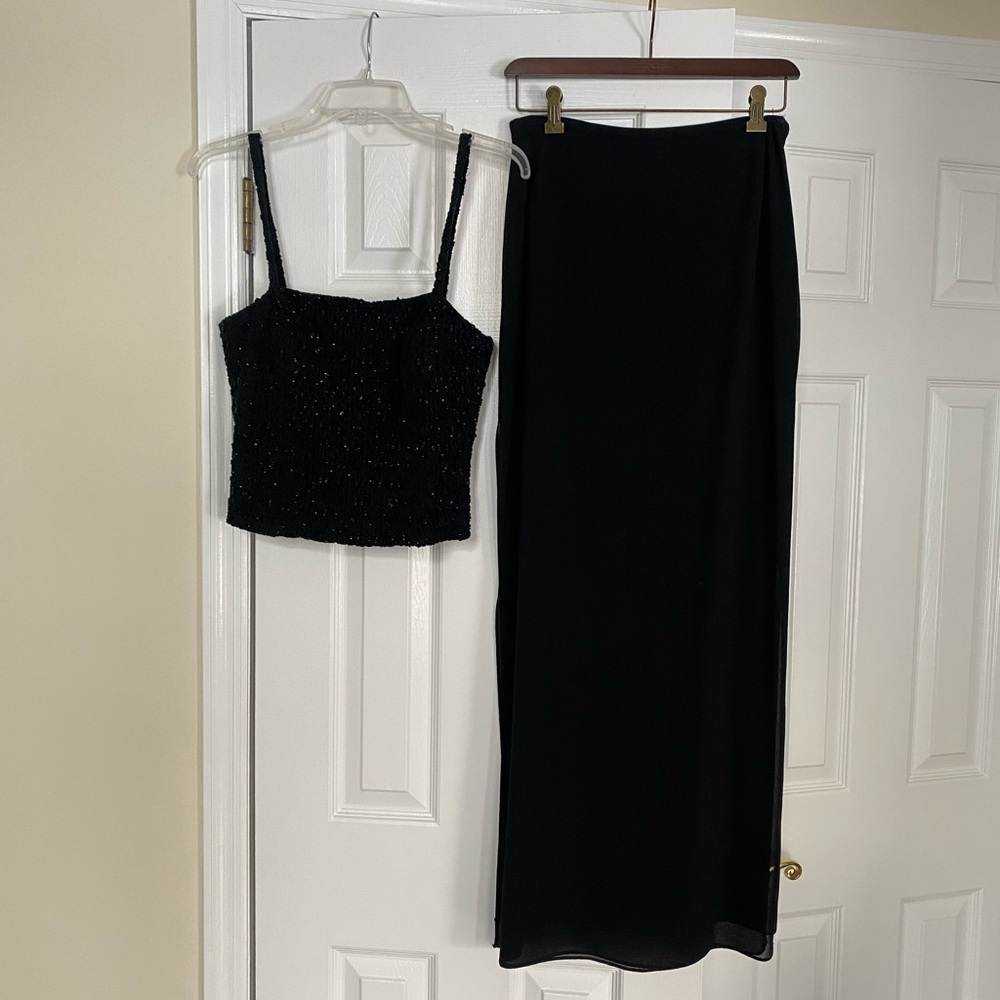 90s style Beaded spaghetti strap top & skirt set
